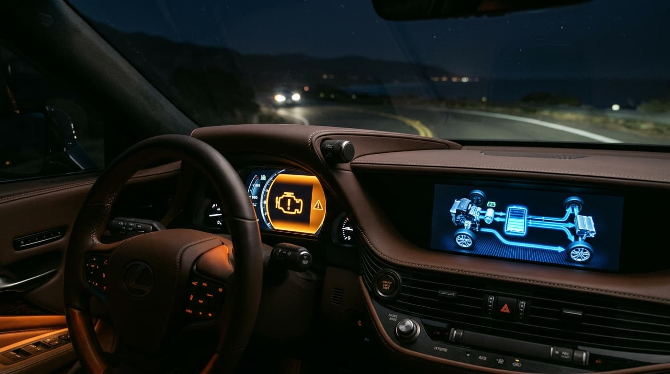 Hybrid system warning light on: keep driving or stop?